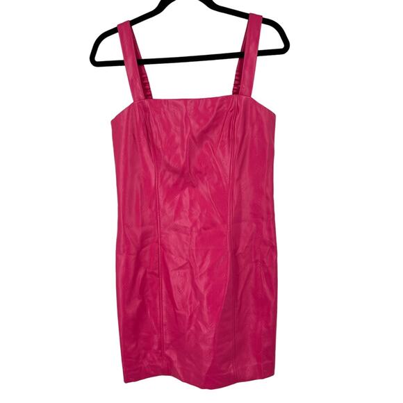 Rotate Dress Herlina Logo Embossed faux leather minidress pink size 8 - Picture 2 of 10